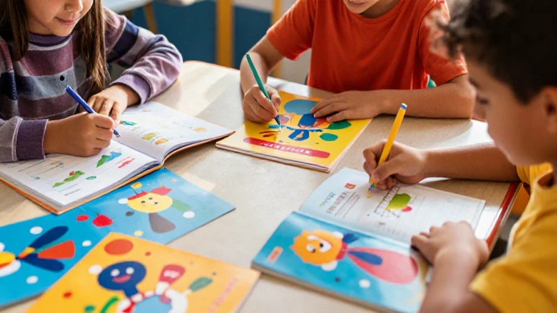 Niños aprenden en un aula colorida y brillante