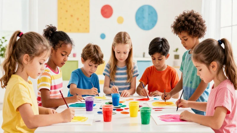 Niños exploran arte con colores vibrantes