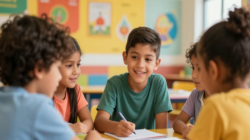 Niños diversos aprenden juntos alegremente