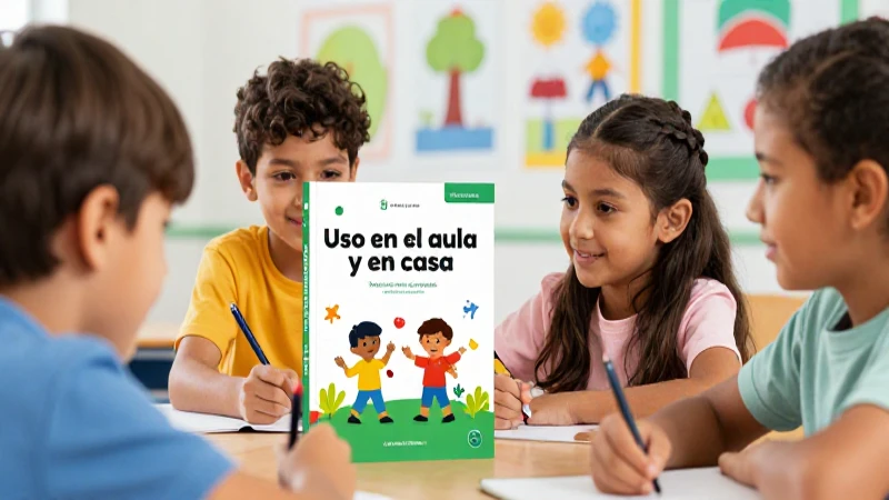 Niños aprendiendo juntos, ilustración vibrante y didáctica
