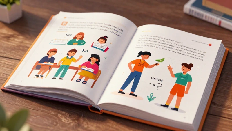 Jóvenes estudiantes aprenden idiomas en vibrantes colores