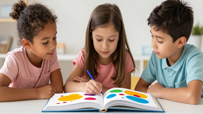 Niños diversos aprendiendo con un libro vibrante