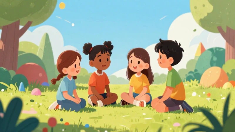 Tres niños aprenden en un libro ilustrado