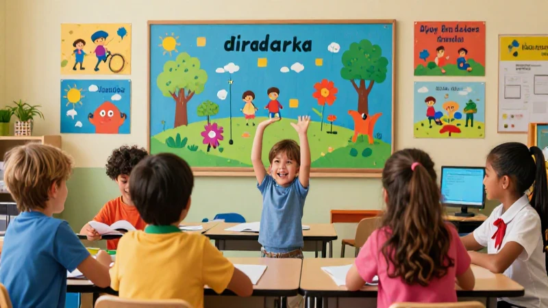 Aula vibrante: niños aprenden idiomas con alegría