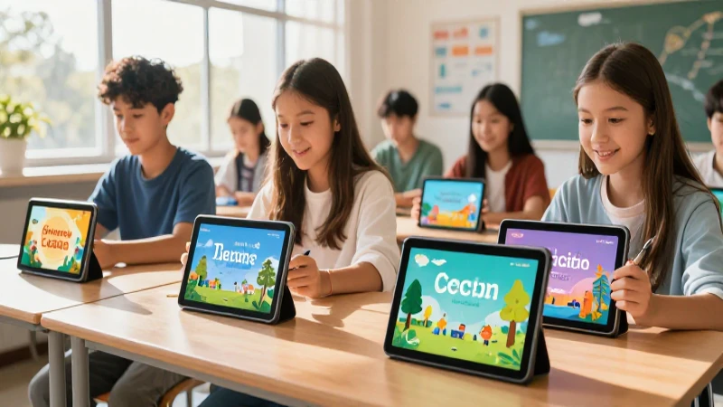Múltiples lenguajes Tercer grado de Secundaria (2025-2026) 21 Estudiantes aprenden con tablets en clase moderna