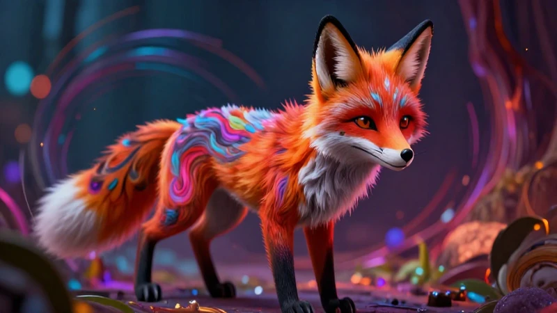 Zorro alebrije vibrante, estilo ilustrativo educativo