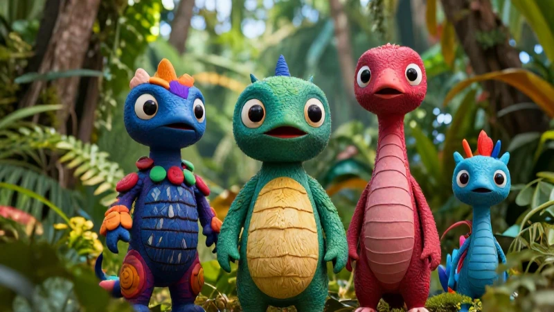 Alebrijes coloridos destacan en exuberante entorno
