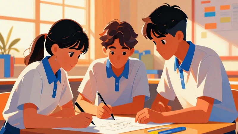 Nuestro libro de proyectos Tercer grado de Secundaria (2025-2026) 15 Estudiantes colaborando en proyecto con colores vibrantes