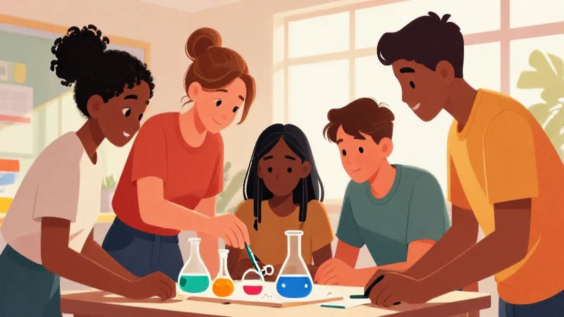 Ilustración académica vibrante y colaborativa