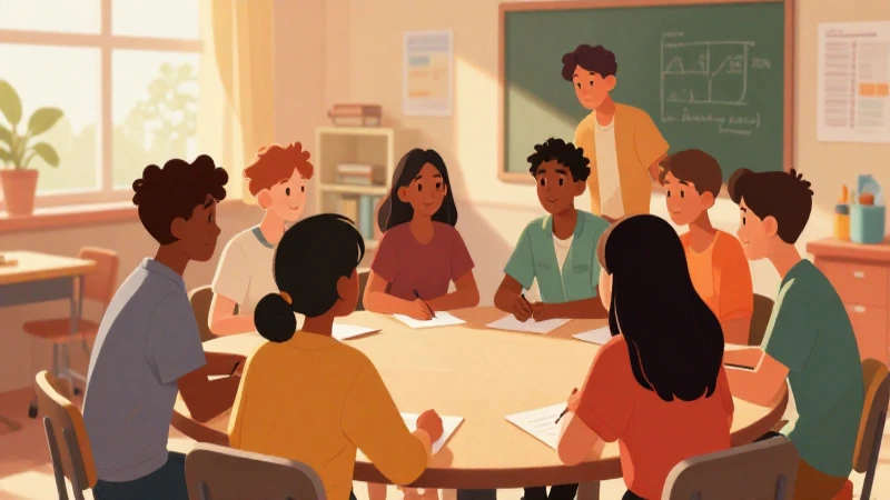 Estudiantes diversos colaboran en aula vibrante