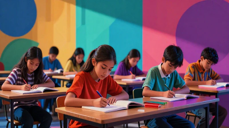 Nuestro libro de proyectos tomo 1 Primer grado de Telesecundaria (2025-2026) 23 Estudiantes estudiando en vibrante arte mexicano