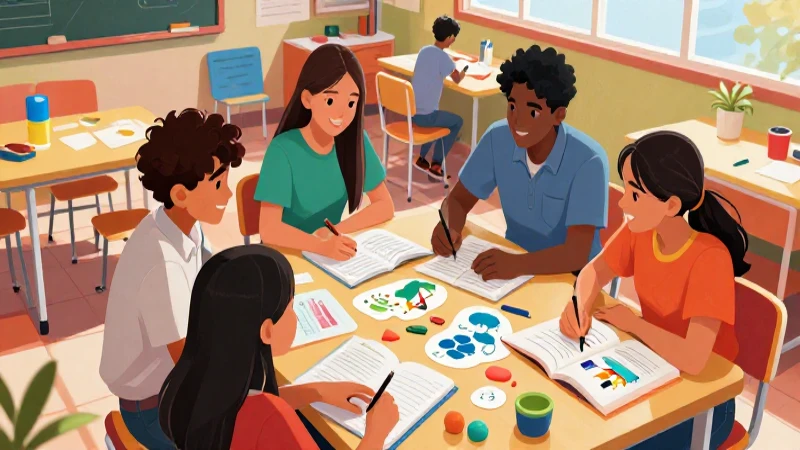 Adolescentes mexicanos estudian proyectos en clase brillante