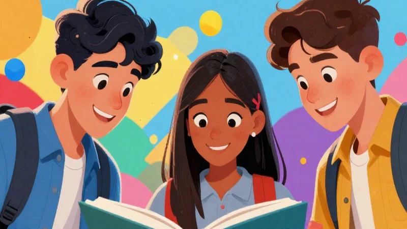 Nuestro libro de proyectos tomo 2 Tercer grado de Telesecundaria (2025-2026) 19 Ilustración vibrante y didáctica de tres estudiantes