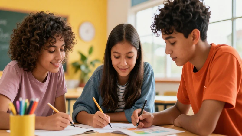 Nuestro libro de proyectos tomo 2 Tercer grado de Telesecundaria (2025-2026) 20 Estudiantes diversos colaboran en proyecto escolar vibrante