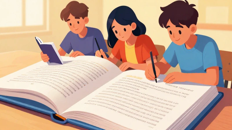 Nuestro libro de proyectos tomo 2 Tercer grado de Telesecundaria (2025-2026) 15 Ilustración vibrante muestra tres estudiantes estudiando
