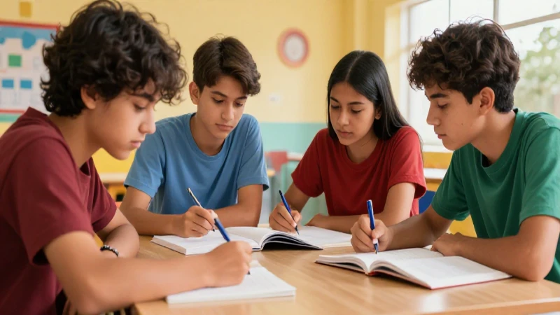 Estudiantes jóvenes estudian en vibrante entorno académico