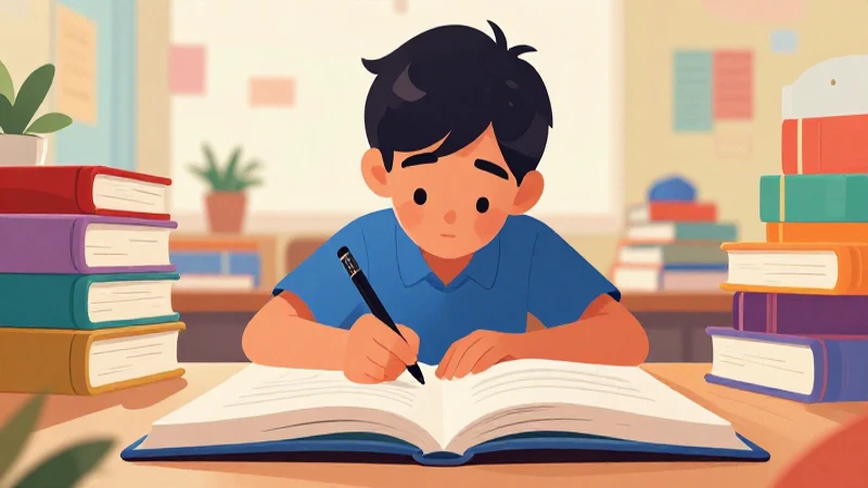 Estudiante estudia en libro vibrante y moderno