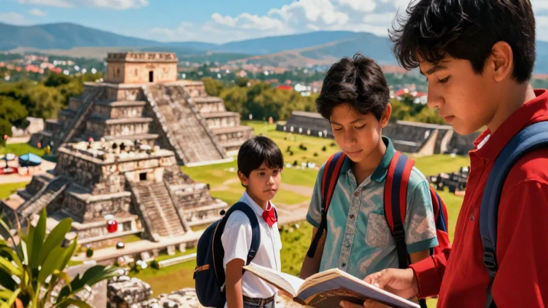 Nuestros saberes: México, grandeza y diversidad (4°, 5° y 6°) (2025-2026) 29 Ilustración mexicana vibrante en entorno educativo