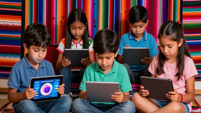 Nuestros saberes: México, grandeza y diversidad (4°, 5° y 6°) (2025-2026) 31 Niños mexicanos aprenden con tecnología vibrante