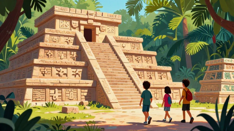 Nuestros saberes: México, grandeza y diversidad (4°, 5° y 6°) (2025-2026) 30 Niños exploran ruinas aztecas en el jungle