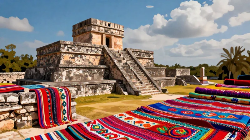 Nuestros saberes: México, grandeza y diversidad (4°, 5° y 6°) (2025-2026) 27 Ilustración mexicana vibrante con ruinas antiguas