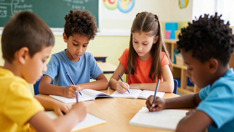 Aula vibrante y alegre, niños aprendiendo