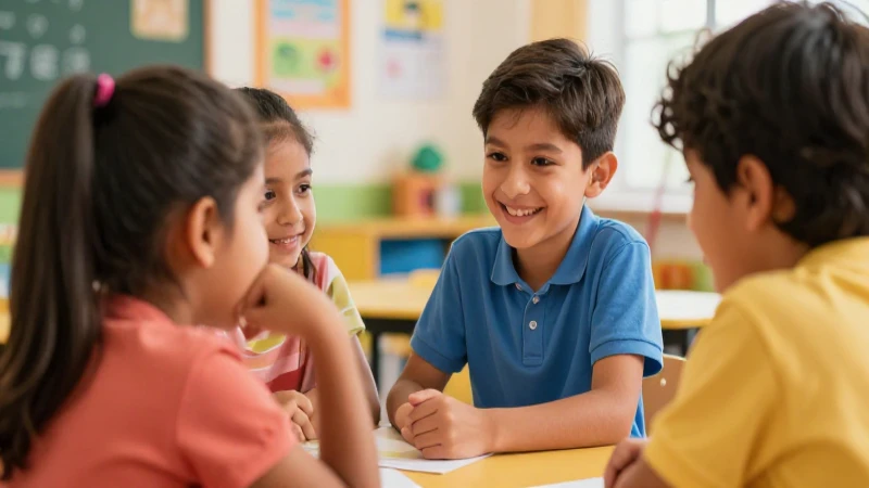 Niños aprenden alegremente en ambiente vibrante
