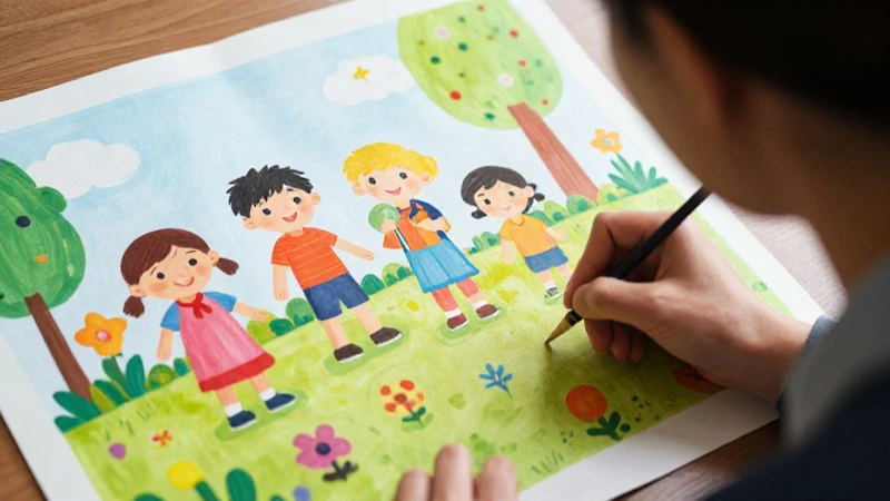 Niños aprenden con maestría en colores vibrantes