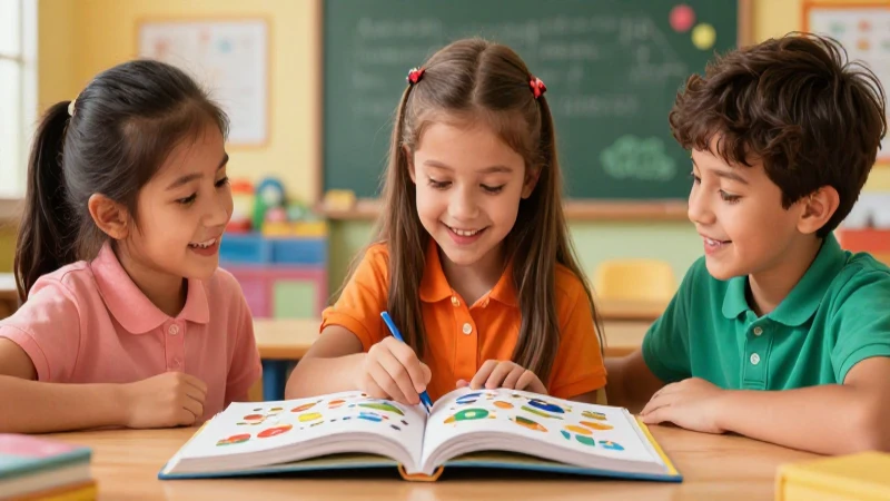 Niños aprenden felices en aula colorida mexicana