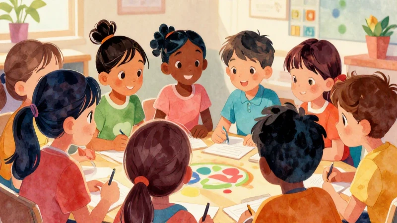 Niños diversos aprenden en ilustración vibrante y moderna