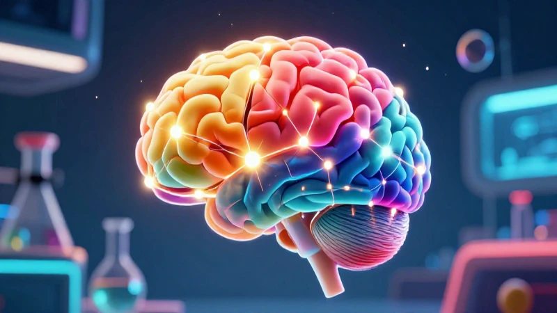 Ilustración cerebral abstracta y vibrante, estilo científico