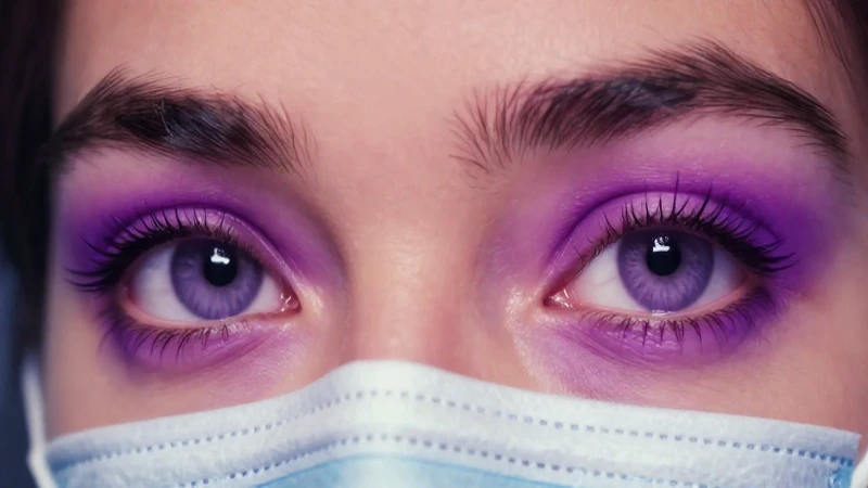 Ojos morados destacados en ilustración médica