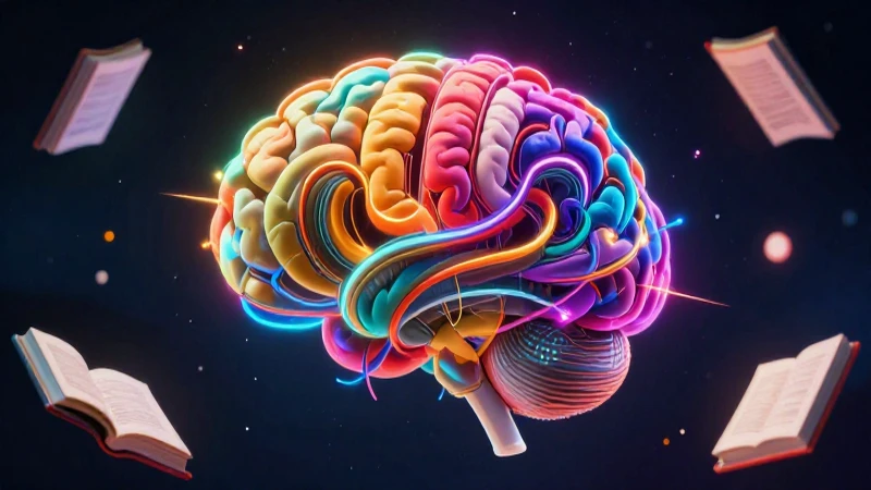 Ilustración cerebral vibrante y educativa en espacio