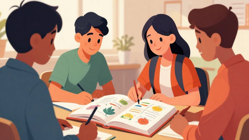 Estudiantes diversos estudian juntos en imagen vibrante