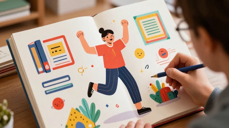 Ilustración académica vibrante y optimista