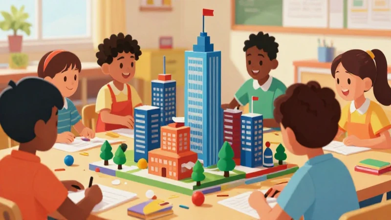 Niños construyen una ciudad vibrante y colorida
