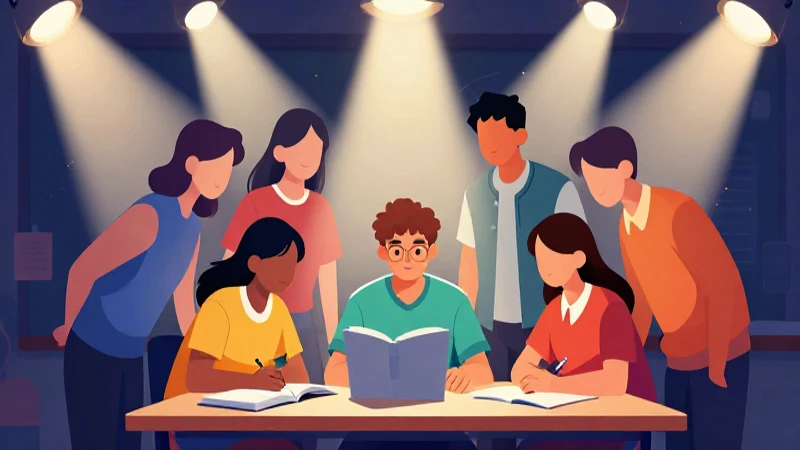 Ilustración moderna y vibrante del aprendizaje en grupo