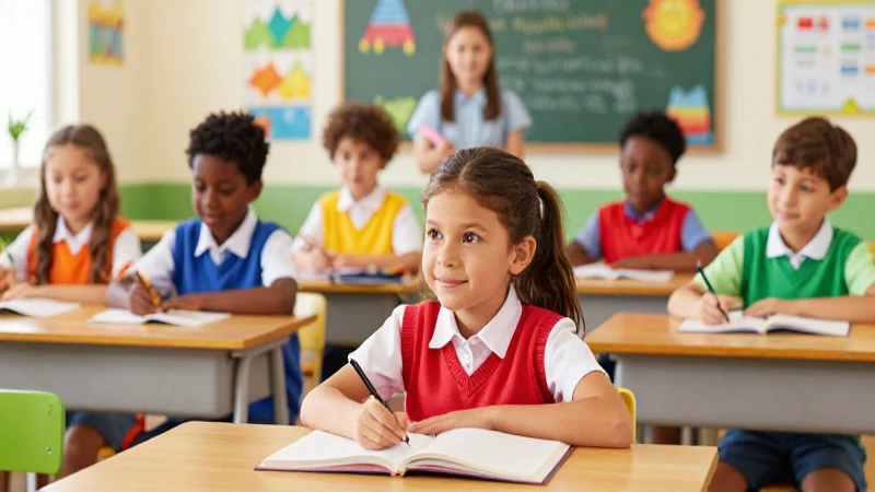 Ilustración escolar vibrante y educativa para niños
