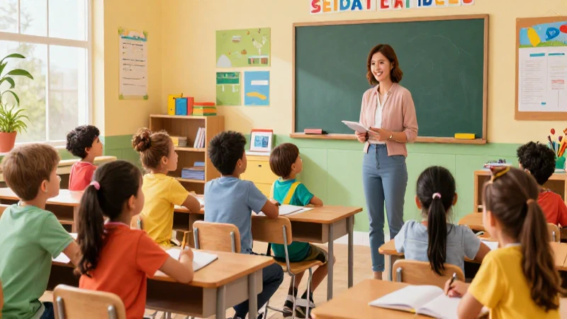 Aula alegre y diversa con aprendizaje optimista