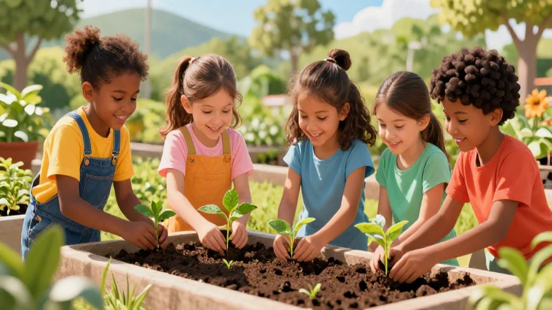 Jardín comunitario vibrante y educativo