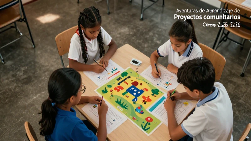 Niños colaboran en un proyecto comunitario vibrante