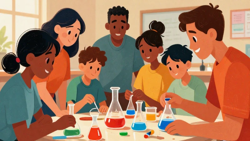 Ilustración vibrante para ciencia comunitaria educativa