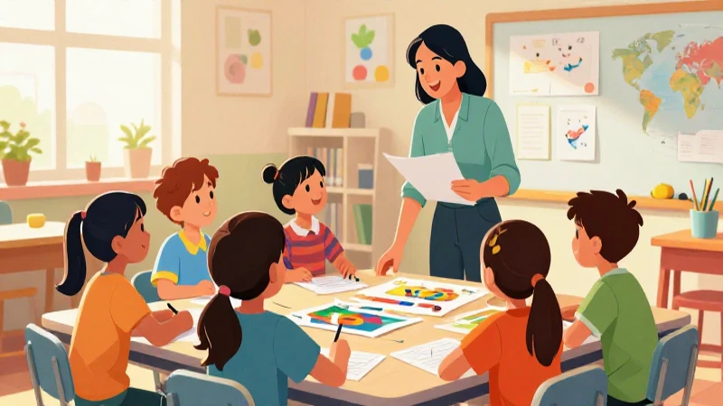Clase vibrante con estudiantes felices y enseñanza inspiradora