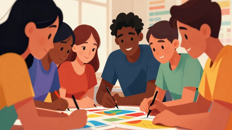 Colaboración estudiantil creativa con diseño educativo moderno