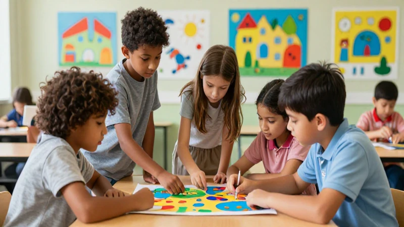 Proyectos de aula Sexto grado de Primaria (2025-2026) 23 Niños colaboran en ciencias bajo luz vibrante