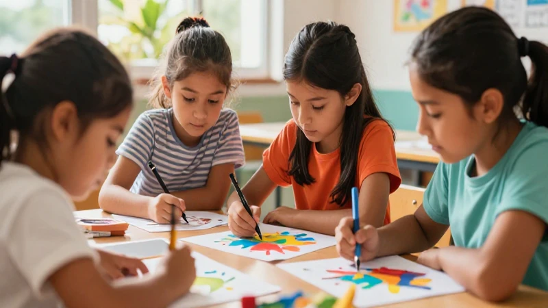 Alumnos crean arte vibrante en clase