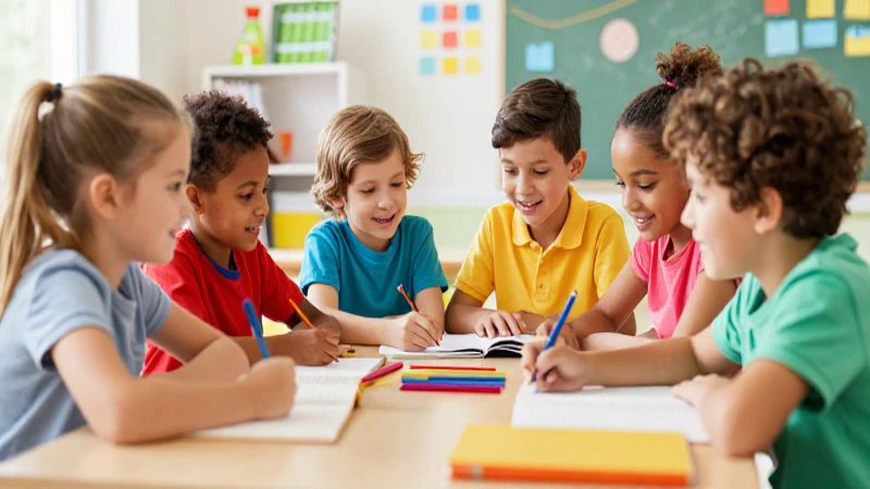 Ilustración educativa vibrante y colaborativa