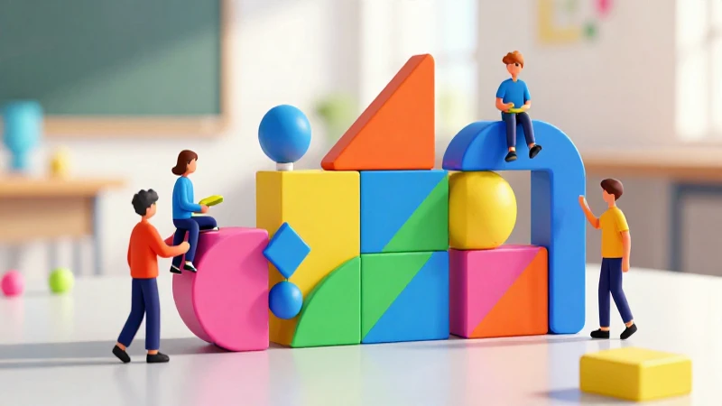 Ilustración educativa moderna con bloques geométricos