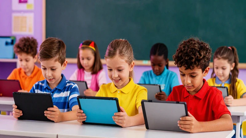 Alumnos aprenden felices con tabletas y color