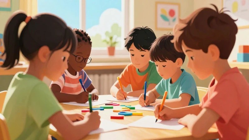 Ilustraciones coloridas enseñan a niños primer grado